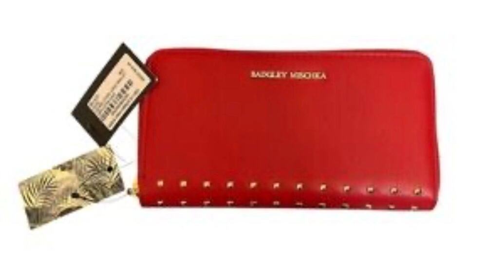 Badgley Mischka Red Studded Long Wallet Clutch